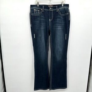 Cowgirl‎ Up Jeans Womens 33x34 Blue Bootcut Midrise Stretch Athletic Thigh Denim